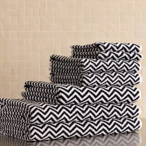 Black and White Herringbone Towels